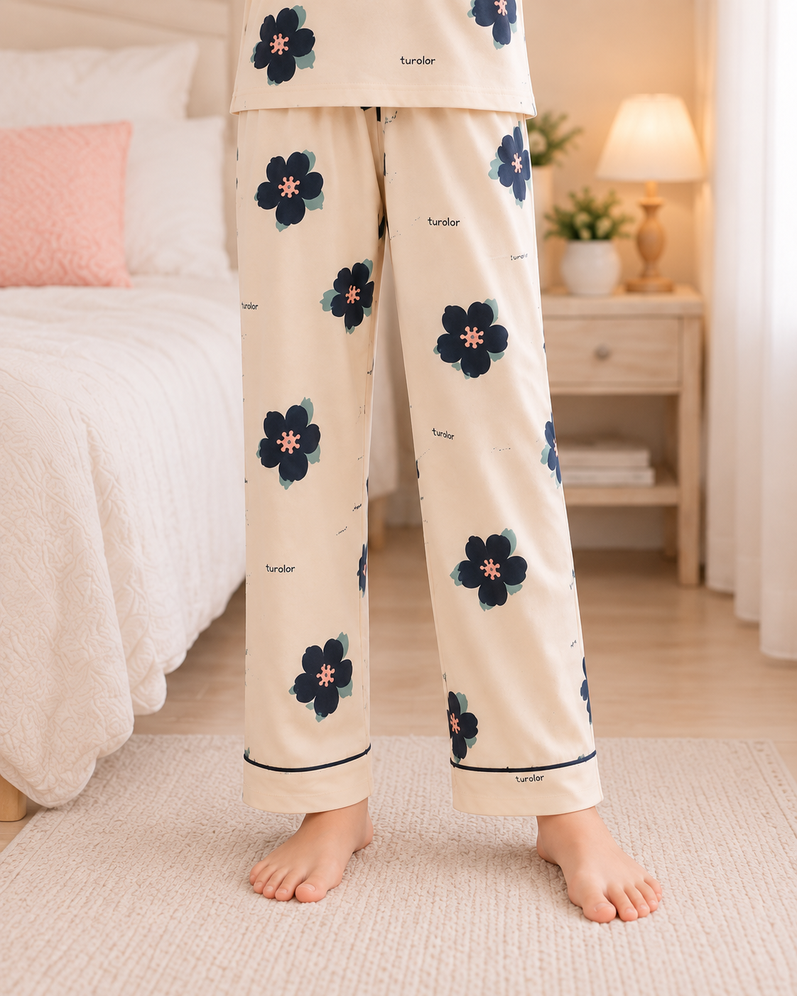 Skin flower Full Sleeve Night Suit for Girls