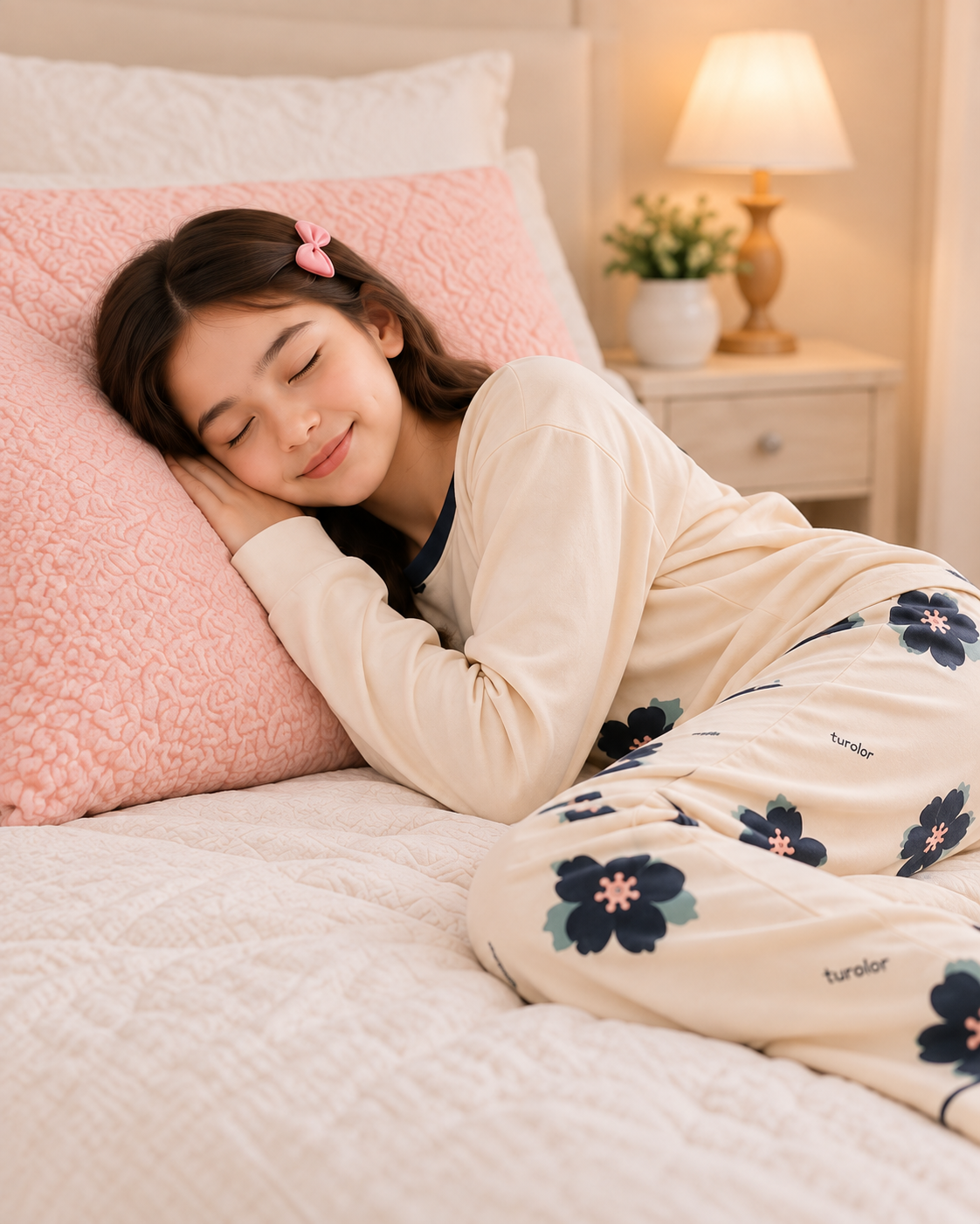 Skin flower Full Sleeve Night Suit for Girls