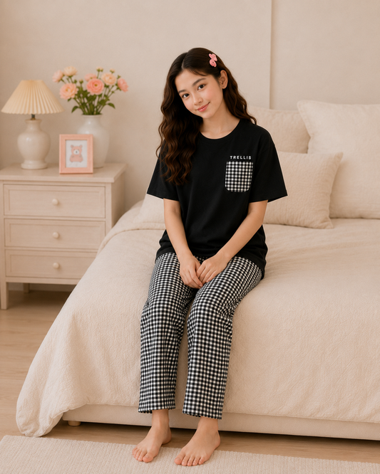 Trellis Girls Night Suit ages 7–14 seated view
