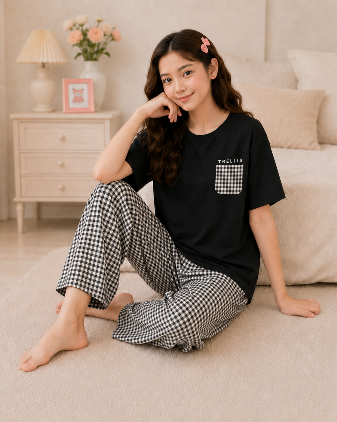 Trellis Girls Night Suit ages 7–14 close-up view