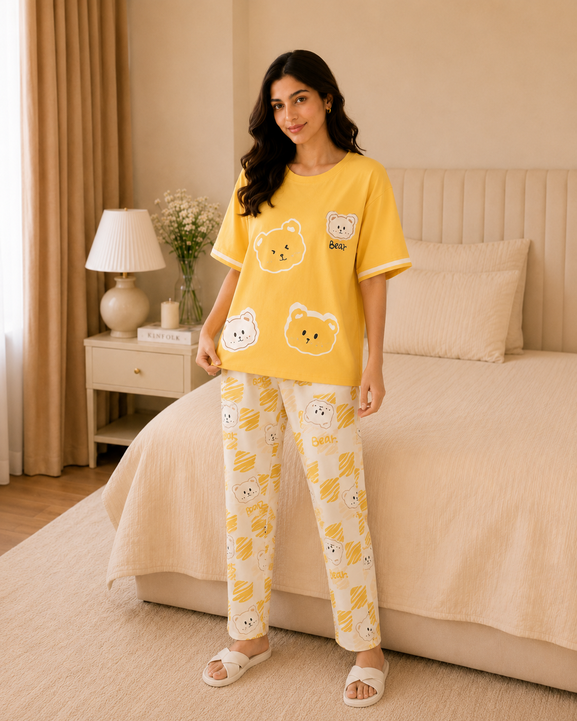 Yellow Panda Printed Night Suit