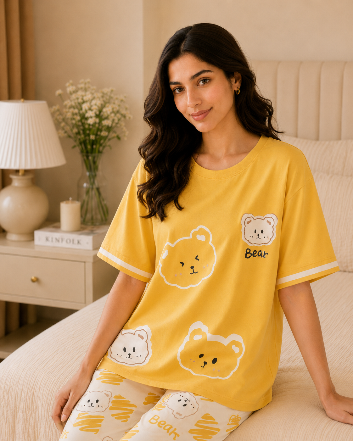 Yellow Panda Printed Night Suit